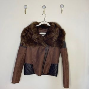STUNNING Wilson’s Leather Black Rivet Faux Fur & Leather Jacket